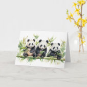 Waterverf Panda Beren Verjaardag Kaart (Gele Bloem)