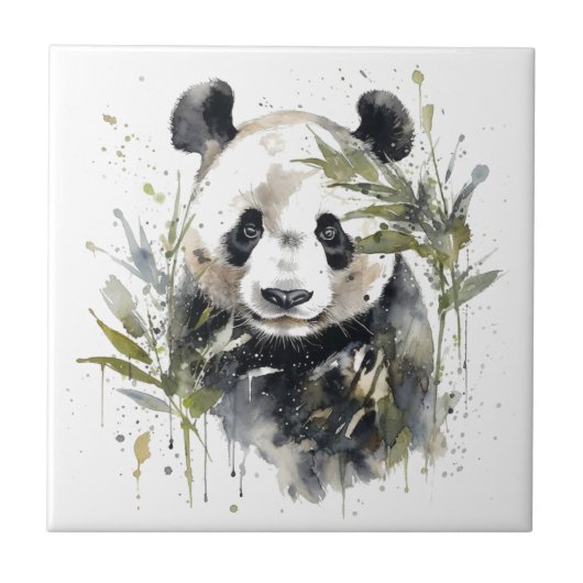 Waterverf Panda Garden Tegeltje (Voorkant)