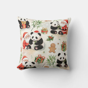 Waterverf Panda Kerstvakantie Kussen