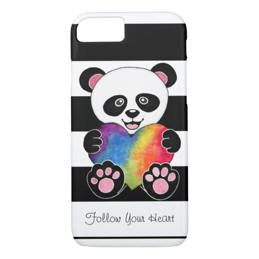Waterverf Panda met regenbooghart Case-Mate iPhone Case (Achterkant)