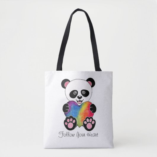 Waterverf Panda met regenbooghart Draagtas (Voorkant)