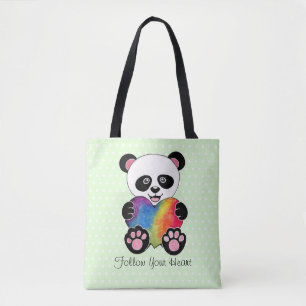 Waterverf Panda met regenbooghart Draagtas