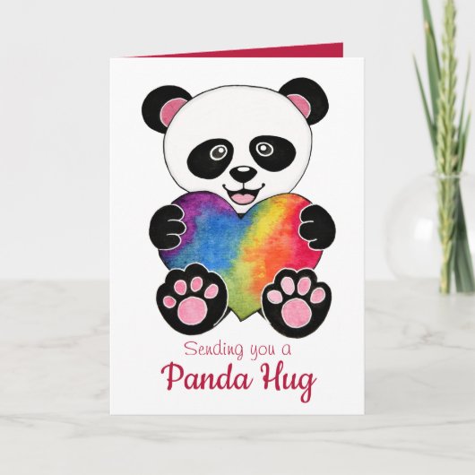 Waterverf Panda met regenbooghart Kaart (Voorkant)