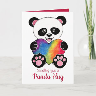 Waterverf Panda met regenbooghart Kaart