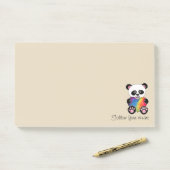 Waterverf Panda met regenbooghart Post-it® Notes (Op bureau)