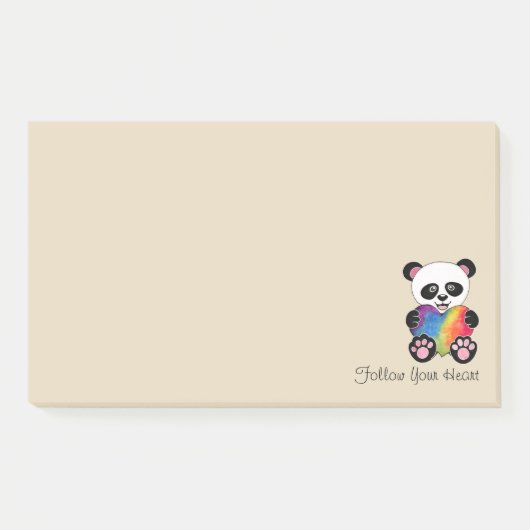 Waterverf Panda met regenbooghart Post-it® Notes (Voorkant)