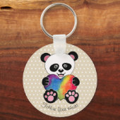 Waterverf Panda met regenbooghart Sleutelhanger (Voorkant)
