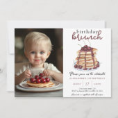Waterverf Pannenkoek Eerste Verjaardag Brunch Part Kaart (Voorkant)