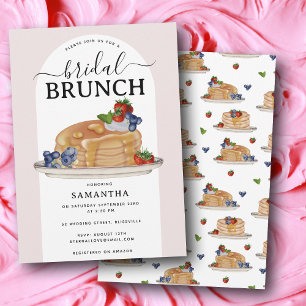 Waterverf Pannenkoeken Bessen Brunch Bruidsfeest Kaart