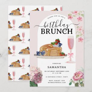 Waterverf Pannenkoeken Bessen Brunch Verjaardagsfe Kaart