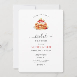 Waterverf Pannenkoeken Bruids Brunch Shower Kaart