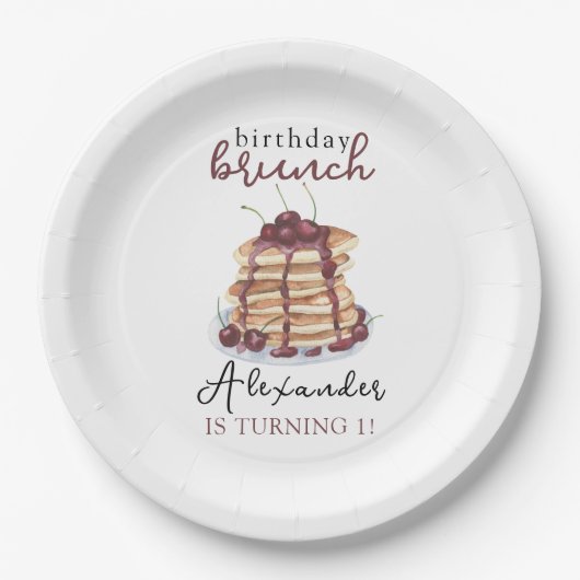 Waterverf Pannenkoeken Verjaardagsfeest Papieren Bordje (Voorkant)