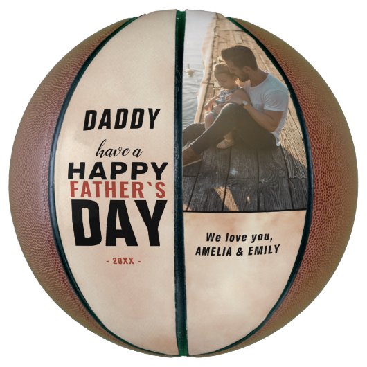 Waterverf Papa Happy Vader's Dag Foto Basketbal (Verticaal)