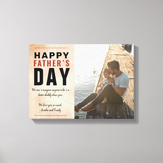 Waterverf Papa Happy Vader's Dag Foto Canvas Afdruk (Voorkant)