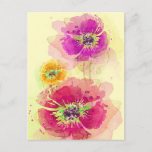 Waterverf papaver 2 briefkaart