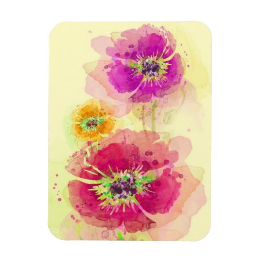 Waterverf papaver 2 magneet (Verticaal)