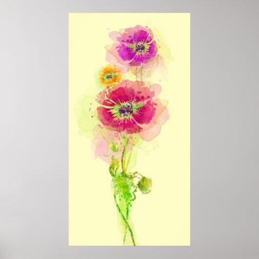 Waterverf papaver 2 poster (Voorkant)