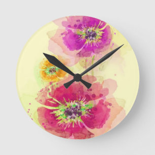 Waterverf papaver 2 ronde klok