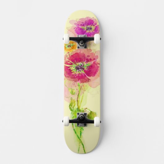 Waterverf papaver 2 skateboard (Voorkant)