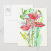Waterverf papaver briefkaart (Voorkant / Achterkant)