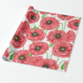 Waterverf papaver cadeaupapier (Uitgerold)