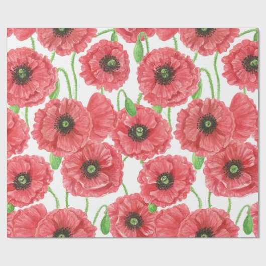 Waterverf papaver cadeaupapier (Vlak)