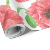 Waterverf papaver cadeaupapier (Rol Hoek)