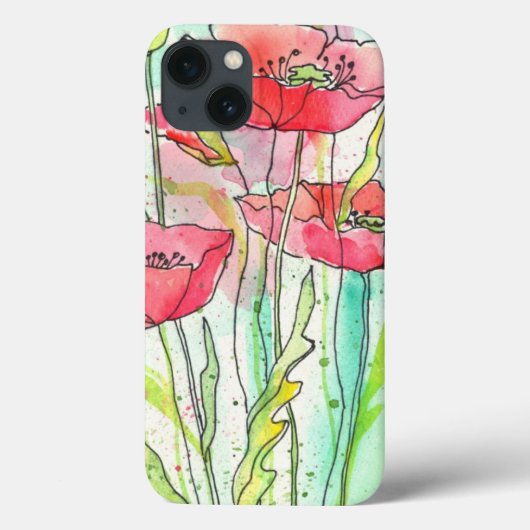 Waterverf papaver Case-Mate iPhone case (Achterkant)
