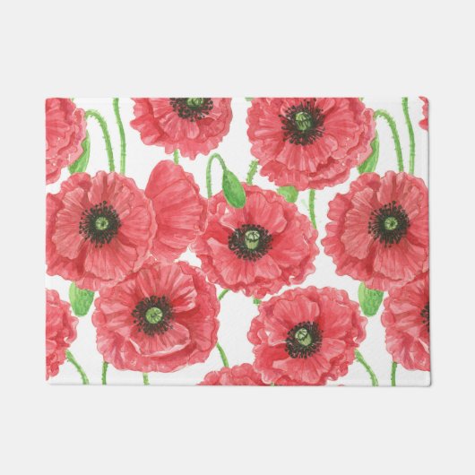 Waterverf papaver deurmat (Voorkant)