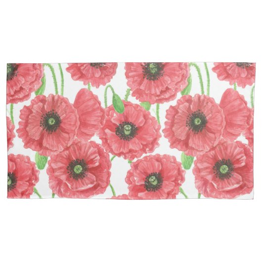 Waterverf papaver kussensloop (Voorkant-Links)