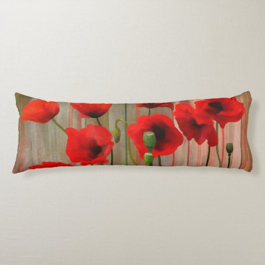 Waterverf papaver lichaamskussen (Voorkant)