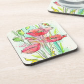 Waterverf papaver onderzetter (Linkerzijde)