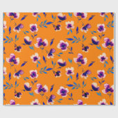 Waterverf papaver pony's bloemen en bloemen cadeaupapier (Vlak)