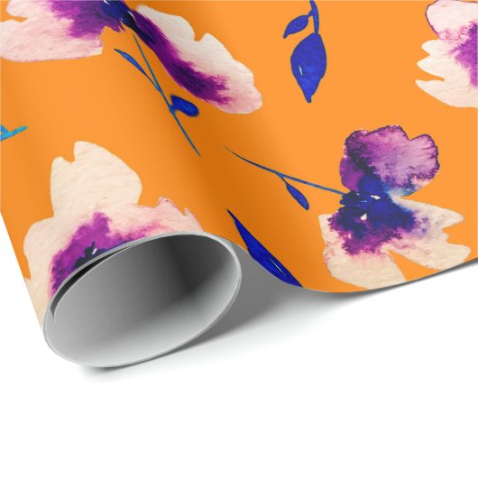 Waterverf papaver pony's bloemen en bloemen cadeaupapier (Rol Hoek)