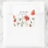 Waterverf papaver rode wilde bloemen vierkante sticker (Tas)