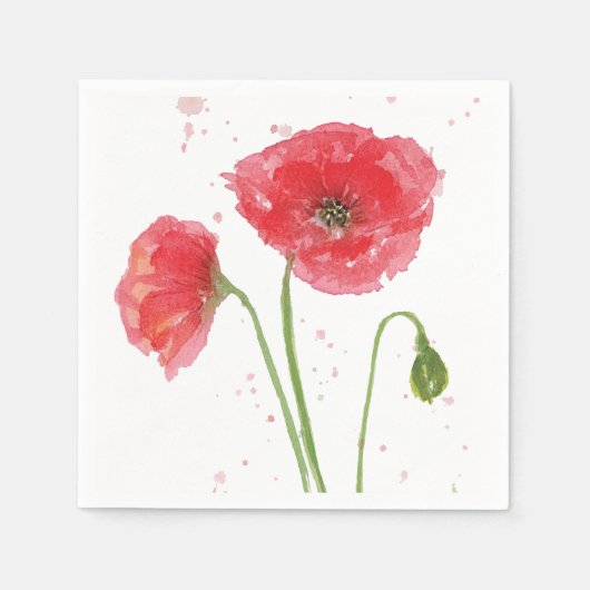 Waterverf papaver servet (Voorkant)