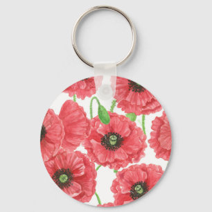 Waterverf papaver sleutelhanger
