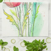 Waterverf papaver theedoek (Gevouwen)