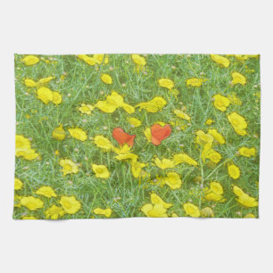 Waterverf papaver theedoek