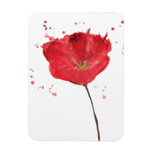 Waterverf papaverbloem 2 magneet
