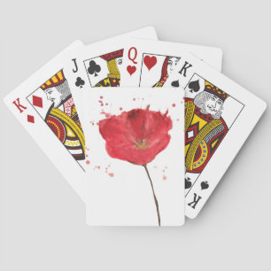 Waterverf papaverbloem 2 pokerkaarten