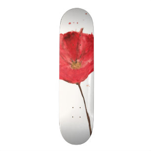Waterverf papaverbloem 2 skateboard