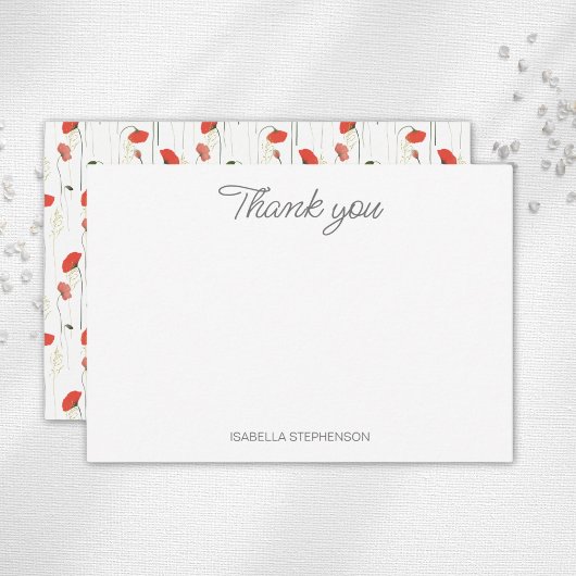 Waterverf papaverbloem Aangepast Vrijgezellenfeest Bedankkaart