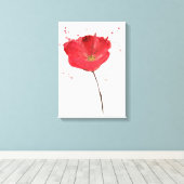 Waterverf papaverbloem, geslepen canvas afdruk (Insitu (Houten vloer))