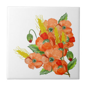 Waterverf papaverbloemen onderzetter tegeltje