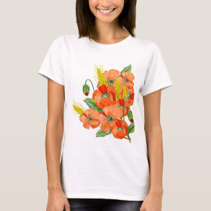 Waterverf papaverbloemen t-shirt