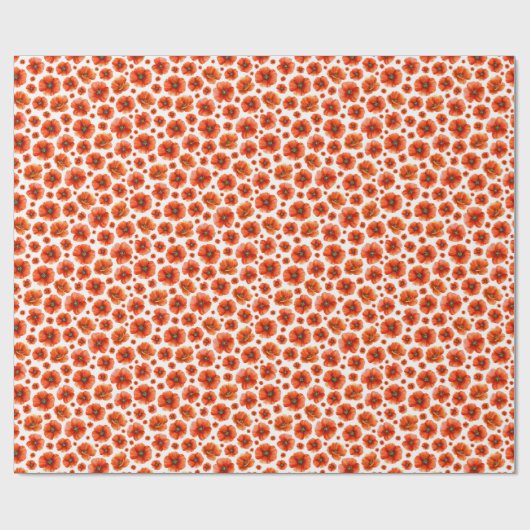 Waterverf papaverpatroon cadeaupapier (Vlak)