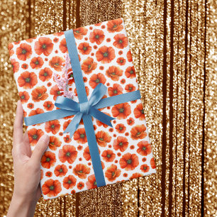 Waterverf papaverpatroon cadeaupapier