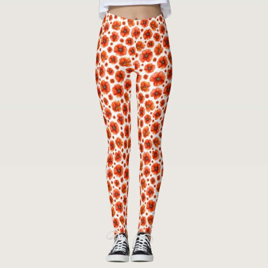 Waterverf papaverpatroon leggings (Voorkant)