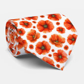 Waterverf papaverpatroon stropdas (Opgerold)